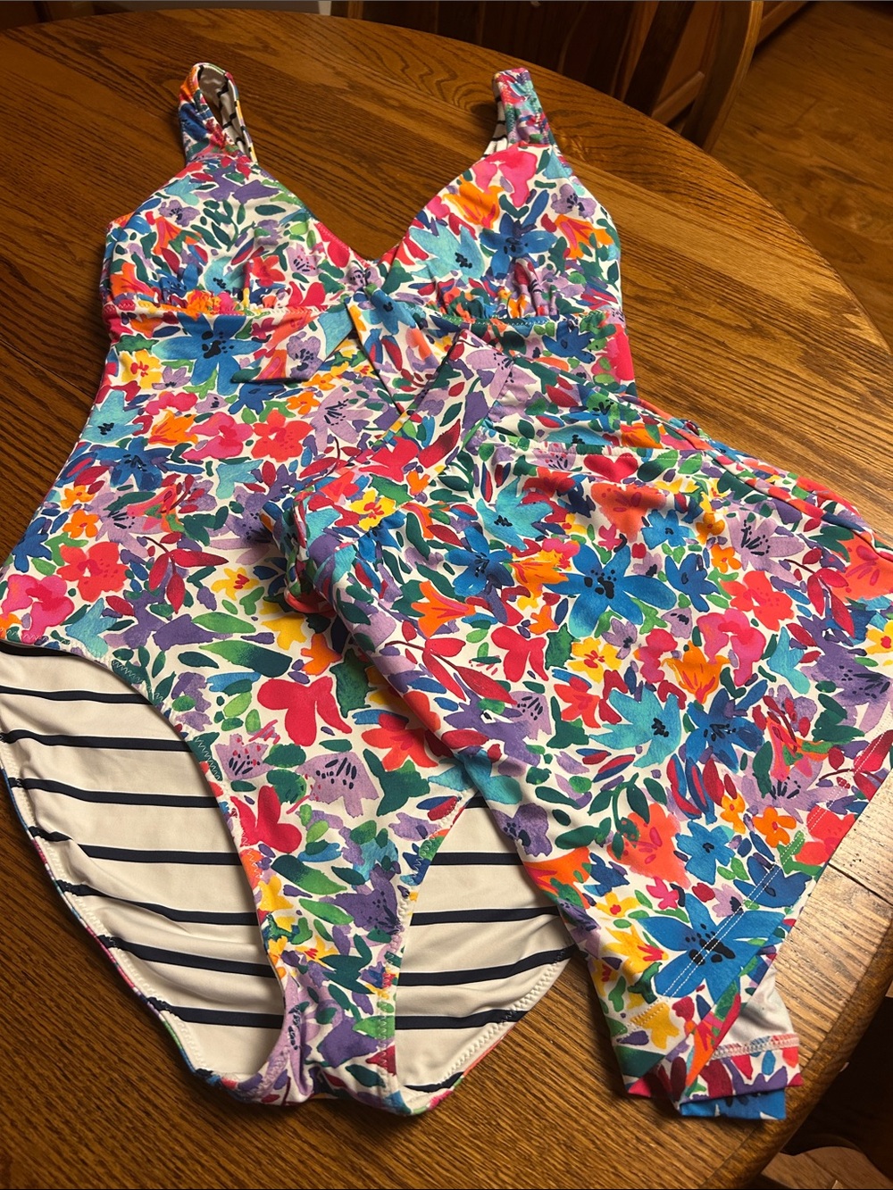 Tommy Bahama Floral One-Piece Swimsuit in Pink, Blue, Purple and Green